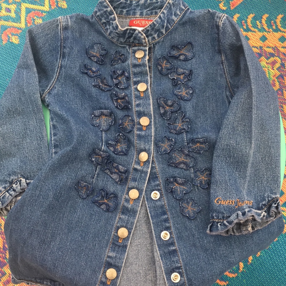 Adorable jean dress with many details!